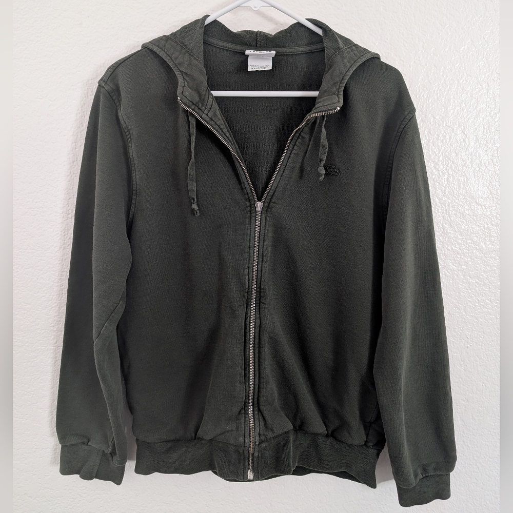 Lacoste Women's Full Zipper Hoodie Size 4 Dark Green